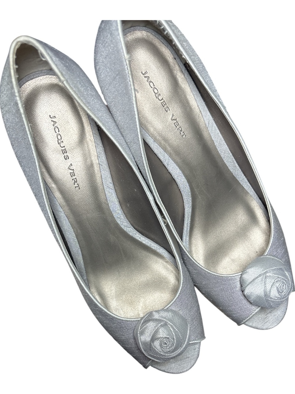 Jacques Vert Silver heels with Rosette Accent